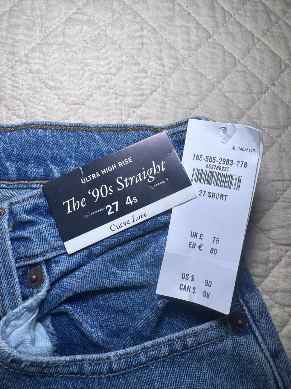 Abercrombie The '90s Straight Ultra High Rise Jeans - Blue, 27 Short